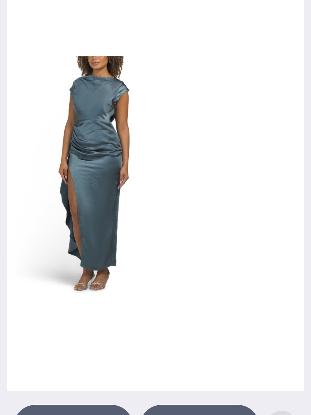 Selfie Leslie Satin Midi Dress in Teal Blue with Side Slit